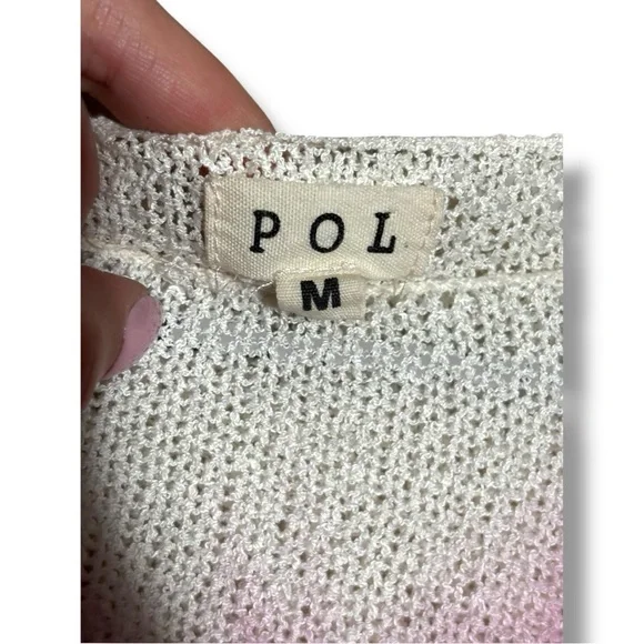 Pol Floral Pink and White Sheer Knit Women's Poncho Style 3/4 Sleeve Top - Picture 9 of 16